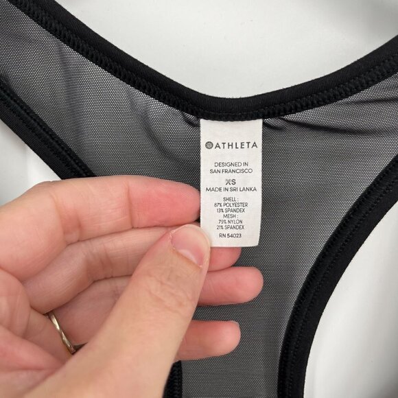 Athleta Womens Mesh Chi Tank Top Size XS Black Athletic Basic Workout Gym Wear - Picture 7 of 14